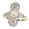 Vintage Belle Epoque pearl and diamond ring